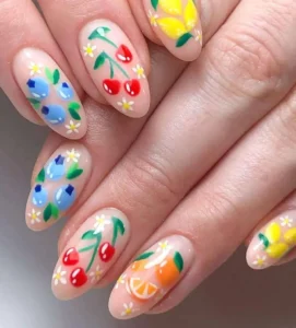 Tropical Fruit Nail Art